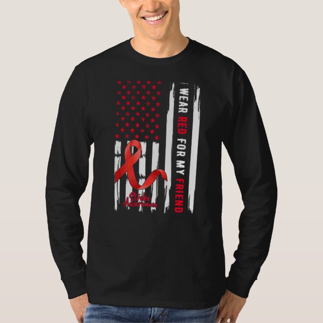 Ich trage Rot für meinen Freund Stroke Awareness S T-Shirt (Vorderseite)
