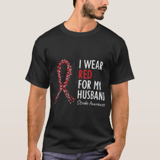 Ich trage Rot für meinen Mann Stroke Sensibilisier T-Shirt