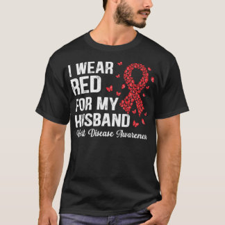 Ich trage Rot für meinen Mann Unterstützung Herzer T-Shirt