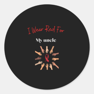 Ich trage Rot für meinen Onkel. Runder Aufkleber