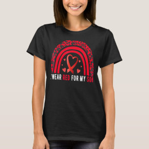 Ich trage Rot für meinen Sohn Stroke Awareness Sur T-Shirt