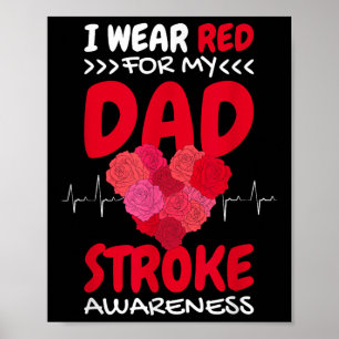 Ich trage Rot für meinen Vater Stroke Awareness, S Poster