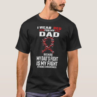 Ich trage Rot für meinen Vater Stroke Warrior Ribb T-Shirt