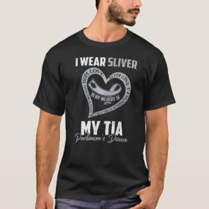 Ich trage Silber für mein Tia Parkinson Herz T-Shirt