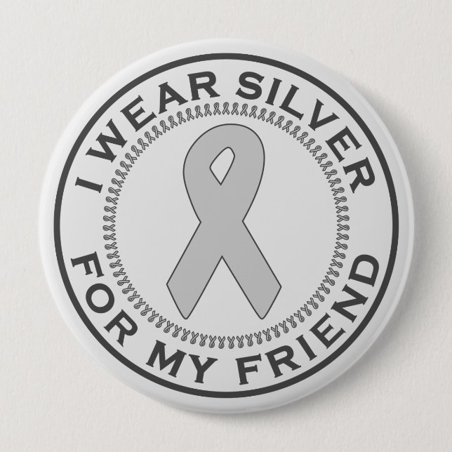 Ich trage Silber für meinen Freund Button (Vorderseite)