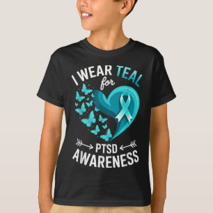 Ich trage Türkis für PTSD-Bewusstsein Herz Schmett T-Shirt