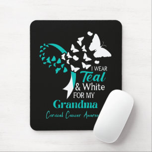 Ich trage Türkis und Weiß meine Oma Gebärmutterhal Mousepad