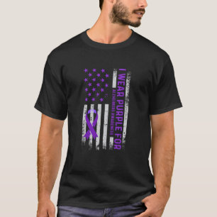 Ich trage violette Alzheimer-Aufklärungs-USA-Flagg T-Shirt