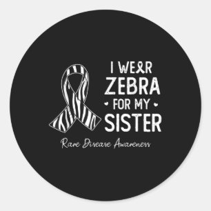 Ich trage Zebra für meine Schwester seltene Krankh Runder Aufkleber