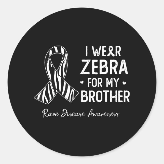 Ich trage Zebra für meinen Bruder Seltene Krankhei Runder Aufkleber (Vorderseite)