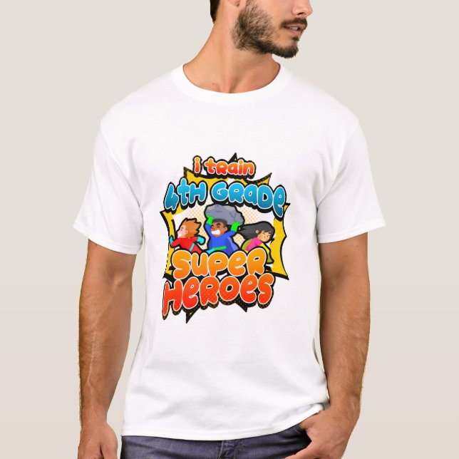 Ich trainiere Superhelden der vierten Klasse zurüc T-Shirt (Vorderseite)