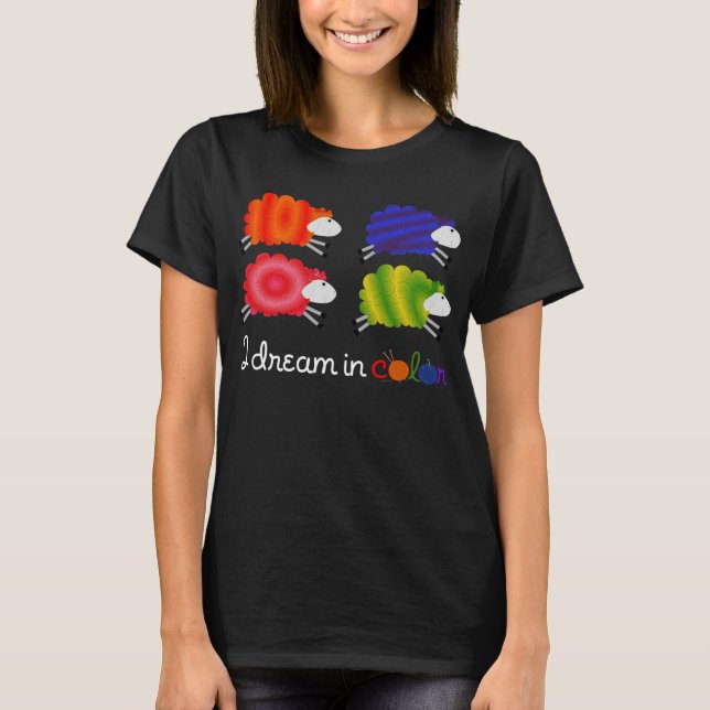 Ich träume in farbigen Garnen Lover Sheep T - Shir T-Shirt (Vorderseite)