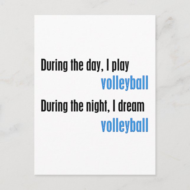 Ich träume Volleyball Postkarte (Vorderseite)