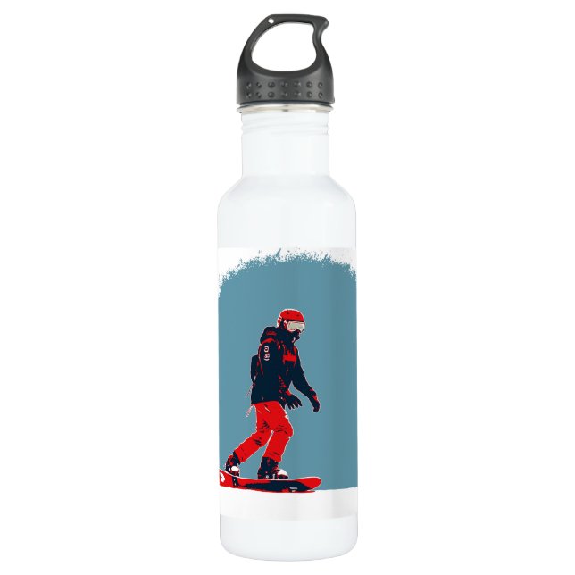 Ich träume vom Snowboarden - Snowboarder Edelstahlflasche (Vorderseite)