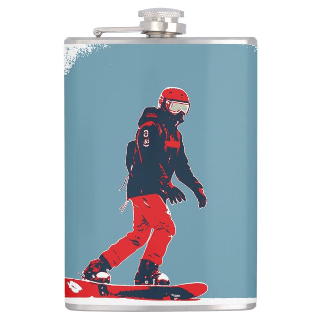 Ich träume vom Snowboarden - Snowboarder Flachmann (Vorderseite)