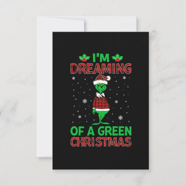 Ich träume von einem grünen Weihnachtsdesign Einladung (Vorderseite)