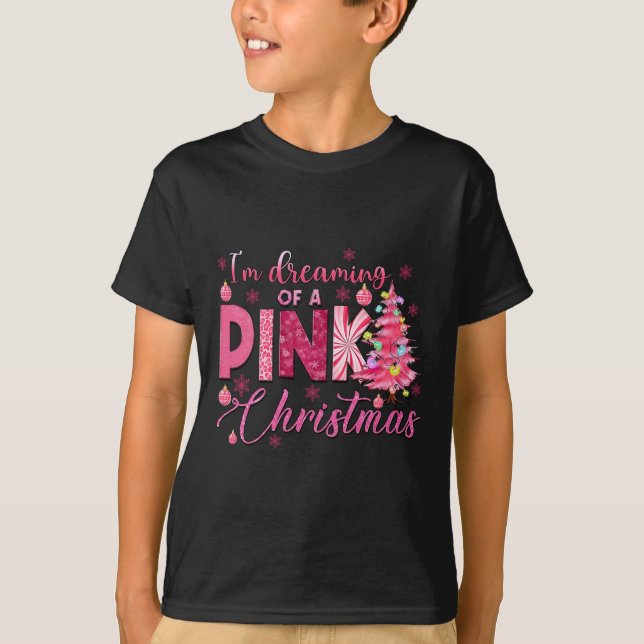 Ich träume von einem rosa Weihnachten Funny Pink C T-Shirt (Vorderseite)