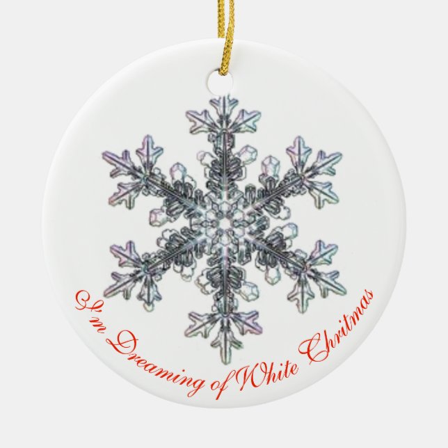 Ich träume von einer weißen Weihnachtsschneeflocke Keramik Ornament (Vorne)
