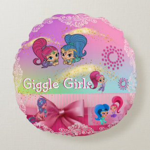 Ich träume von Jeannie Giggle Girls Round Pillow Rundes Kissen