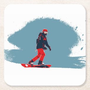Ich träume von Snowboarden - Snowboarder Rechteckiger Pappuntersetzer