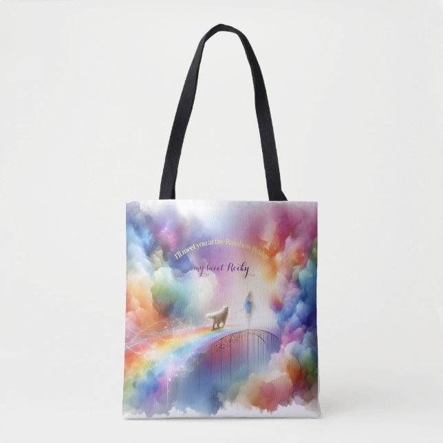 Ich treffe dich auf der Rainbow Bridge Tasche (Vorderseite)
