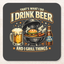 Ich trinke Bier und grille Dinge Untersetzer