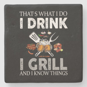 Ich trinke und grill Essen nach Maß Steinuntersetzer