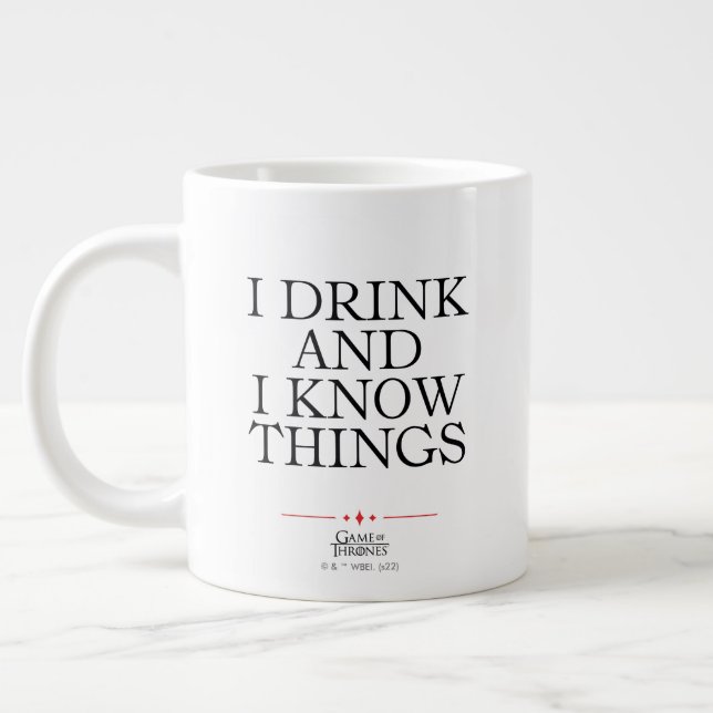 Ich trinke und ich kenne die Dinge Jumbo-Tasse (Links)