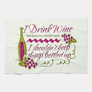 Ich trinke Wein Funny Zitat Design Handtuch