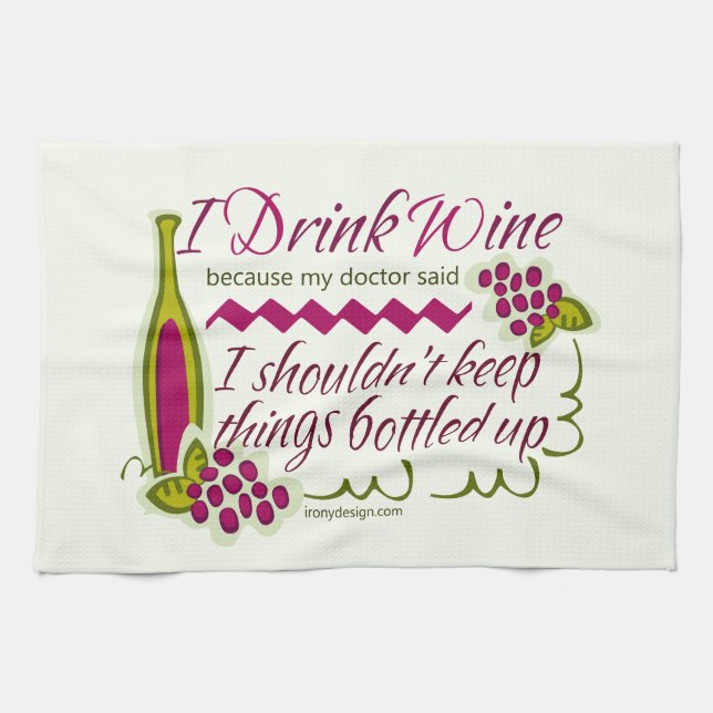 Ich trinke Wein Funny Zitat Design Handtuch (Horizontal)