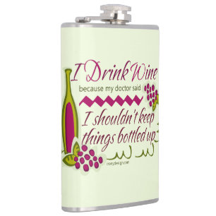 Ich trinke Wein-lustiges Zitat Flachmann