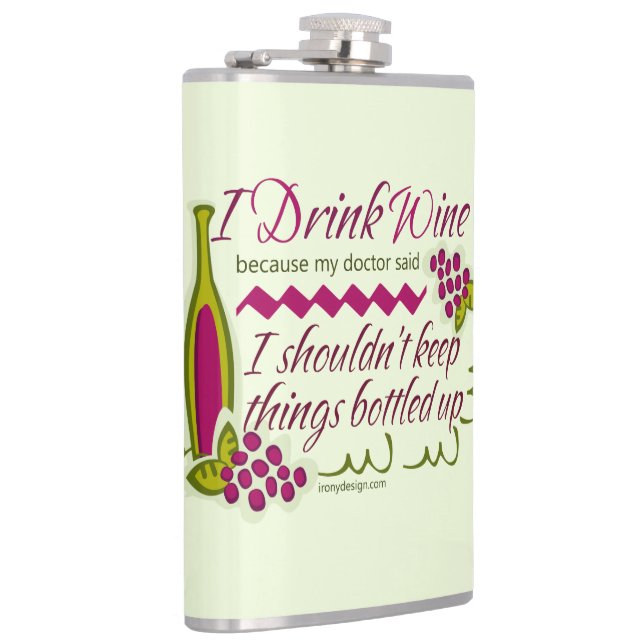 Ich trinke Wein-lustiges Zitat Flachmann (Rechts)