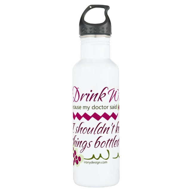 Ich trinke Wein-lustiges Zitat Trinkflasche (Vorderseite)