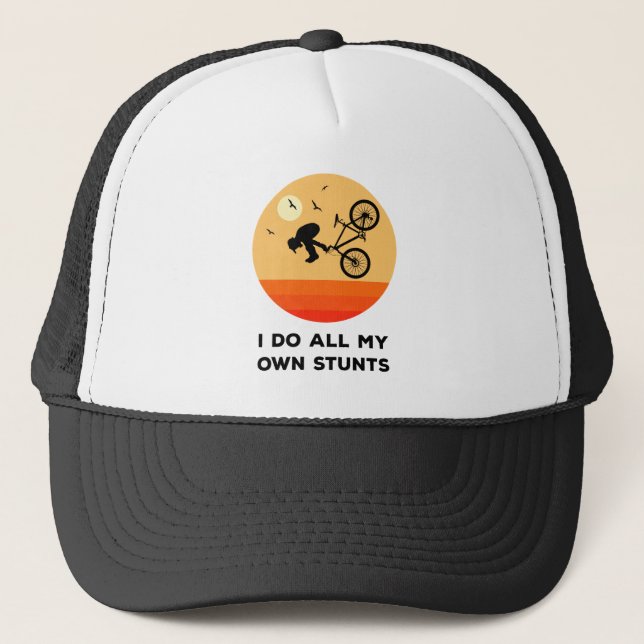 Ich tue all meine eigenen Stunts Funny Biking Truc Truckerkappe (Vorderseite)