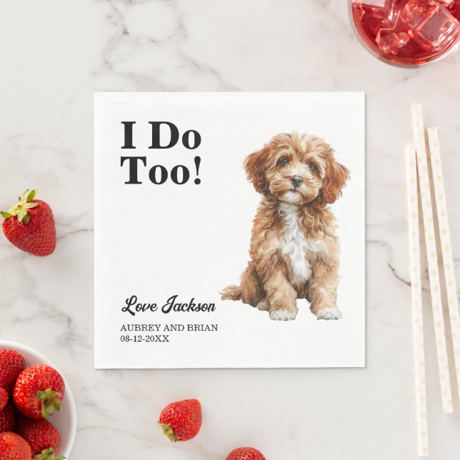 Ich tue auch! Cavapo Dog Pet Wedding Serviette (Beispiel)