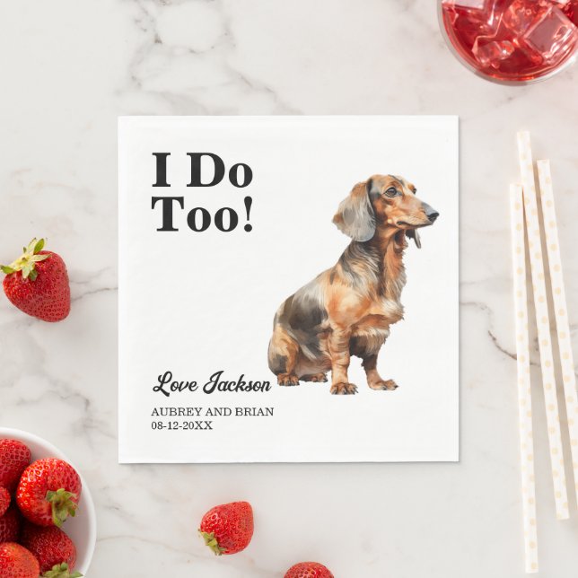 Ich tue auch! Dackel Dog Pet Hochzeit Serviette (Beispiel)