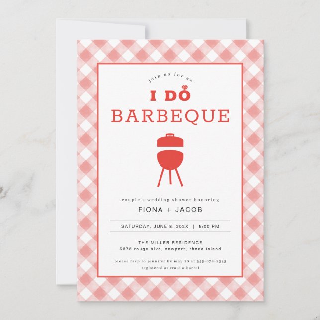 Ich tue Barbeque Paare Dusche Einladung GRILLEN ei (Vorderseite)
