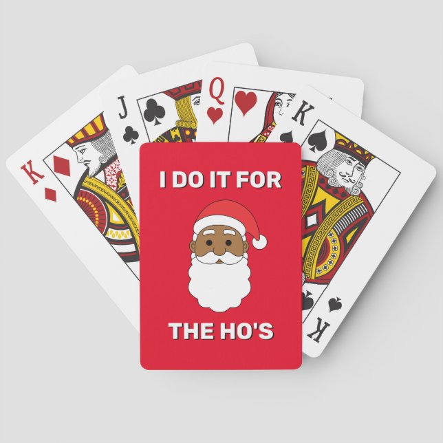 Ich tue es für den afroamerikanischen Weihnachtsma Spielkarten (Rückseite)