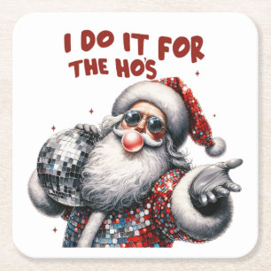 Ich tue es für die Ho's, Retro Santa Rechteckiger Pappuntersetzer