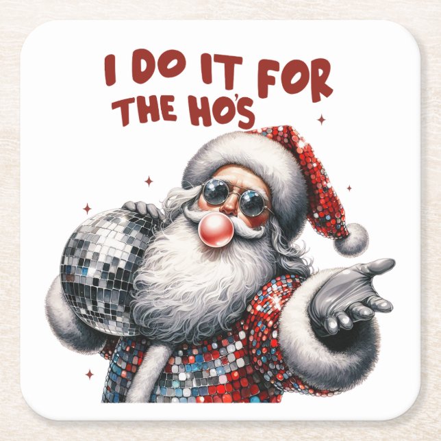 Ich tue es für die Ho's, Retro Santa Rechteckiger Pappuntersetzer (Vorderseite)