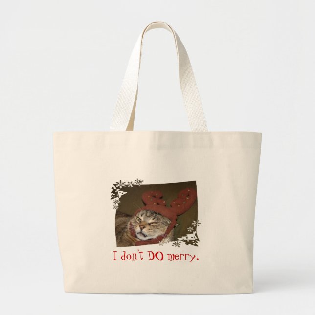 "Ich TUE nicht fröhliche" Katze-mitgeweihe Tasche (Vorne)