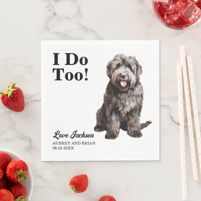 Ich tue Too Bouvier des Flandres Haustier Hochzeit Serviette (Beispiel)