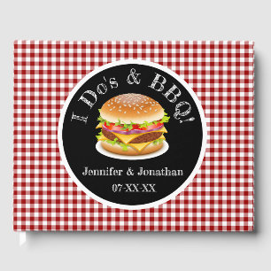 Ich tue und GRILLEN Red Gingham Hamburger Lässig H Gästebuch