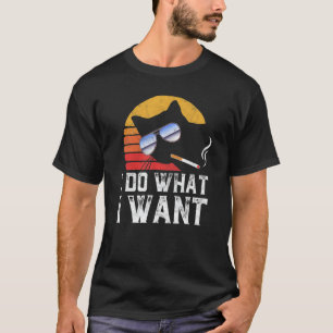 Ich tue, was Coole Funny Cat & Retro Sonnenbrille  T-Shirt