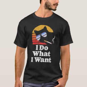 Ich tue, was Coole Funny Cat & Retro Sonnenbrille T-Shirt