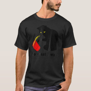 Ich tue, was ich Black Cat Red Cup lustige Grafik T-Shirt