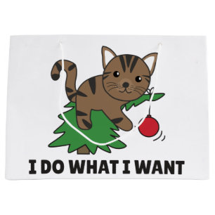 Ich tue, was ich eine lustige Weihnachtskatze Gewo Große Geschenktüte