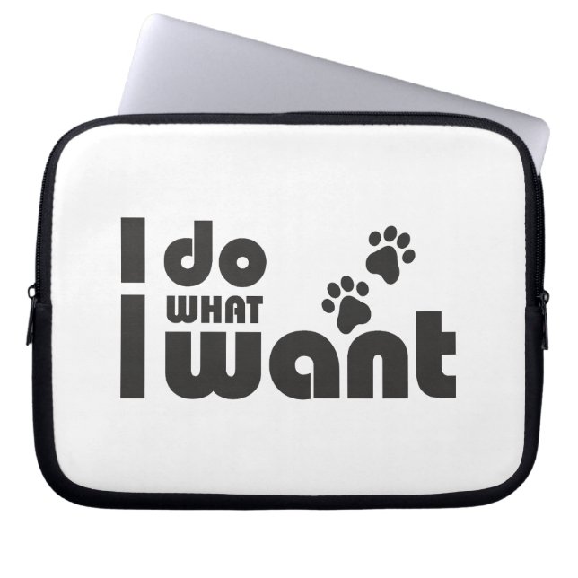 Ich tue, was ich gewollt habe, lustiges Katzen-Hun Laptopschutzhülle (Vorderseite)