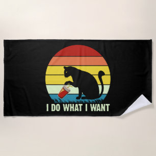 Ich tue, was ich lustige Vintage Schwarze Katze Ge Strandtuch