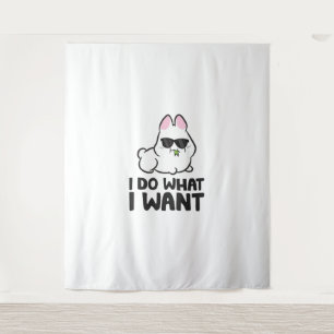 Ich tue, was ich Niedliches Kaninchenbunny Gewollt Wandteppich